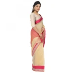 Women's Cotton Silk Saree With Blouse (Beige, 5-6 Mtrs)