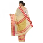 Women's Cotton Silk Saree With Blouse (Beige, 5-6 Mtrs)