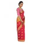 Women's Cotton Silk Saree With Blouse (Red, 5-6 Mtrs)