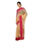 Women's Silk Cotton Saree With Blouse (Beige, 5-6 Mtrs)