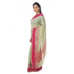 Women's Silk Cotton Saree With Blouse (Light Green, 5-6 Mtrs)