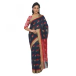 Women's Cotton Silk Saree With Blouse (Black, 5-6 Mtrs)