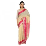 Women's Cotton Silk Saree With Blouse (Beige, 5-6 Mtrs)