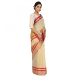 Women's Cotton Silk Saree With Blouse (Beige, 5-6 Mtrs)