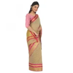 Women's Cotton Silk Saree With Blouse (Beige, 5-6 Mtrs)