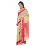 Women's Cotton Silk Saree With Blouse (Beige, 5-6 Mtrs)