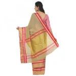 Women's Cotton Silk Saree With Blouse (Beige, 5-6 Mtrs)