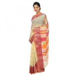 Women's Cotton Silk Saree With Blouse (Light Yellow, 5-6 Mtrs)