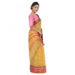 Women's Cotton Silk Saree With Blouse (Yellow, 5-6 Mtrs)