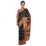 Women's Cotton Silk Saree With Blouse (Black, 5-6 Mtrs)