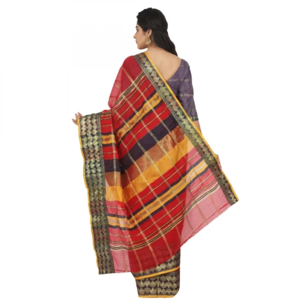 Women's Cotton Silk Saree With Blouse (Red, 5-6 Mtrs)