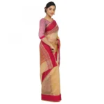 Women's Silk Cotton Saree With Blouse (Beige, 5-6 Mtrs)