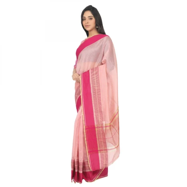 Women's Silk Cotton Saree With Blouse (Light Pink, 5-6 Mtrs)