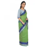 Women's Cotton Silk Saree With Blouse (Green, 5-6 Mtrs)