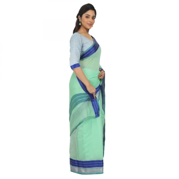Women's Cotton Silk Saree With Blouse (Green, 5-6 Mtrs)