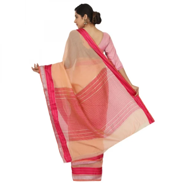 Women's Cotton Silk Saree With Blouse (Orange, 5-6 Mtrs)