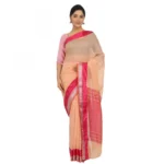 Women's Cotton Silk Saree With Blouse (Orange, 5-6 Mtrs)
