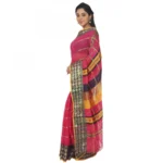 Women's Cotton Silk Saree With Blouse (Dark Pink, 5-6 Mtrs)