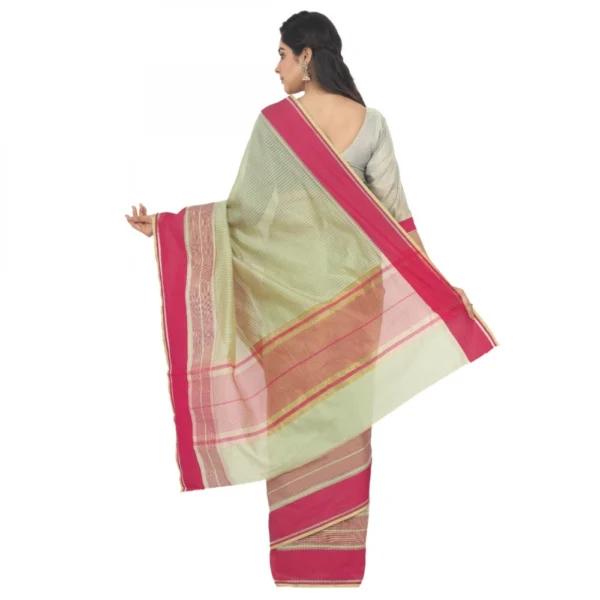 Women's Silk Cotton Saree With Blouse (Light Green, 5-6 Mtrs)