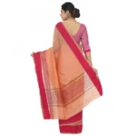 Women's Silk Cotton Saree With Blouse (Light Orange, 5-6 Mtrs)