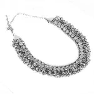 Traditional German Silver Necklace Boho Designer Oxidized German Silver Plated Choker Necklace Set For Women