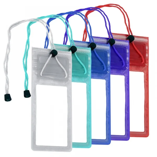 Generic Pack Of_3 Waterproof Bag Pouch For Phones Touch Sensitive Transparent Cover (Color: Assorted)