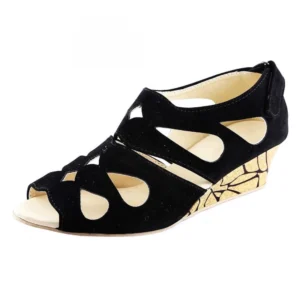 Women's Fashion Velvet Sandals (Color:Black, Material:Velvet)