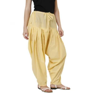 Women's Cotton Solid Patiyala (Color:Light Yellow)