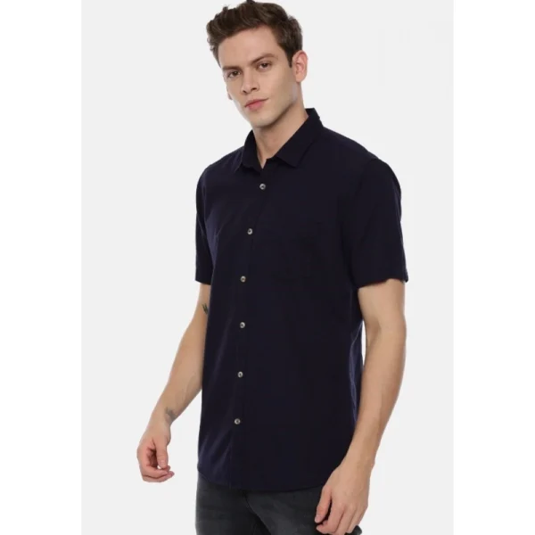 Men's Cotton Slim Fit Casual Shirt (Material: Cotton, (Color:Navy blue)