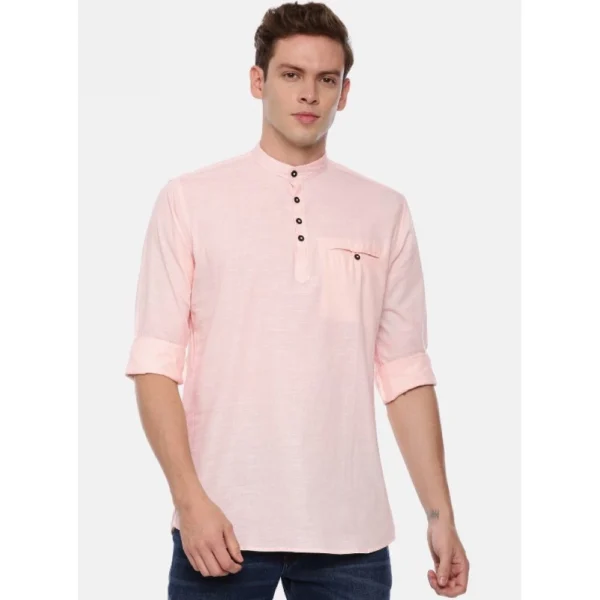 Men's Cotton Slim Fit Casual Shirt (Material: Cotton, (Color:Pink)