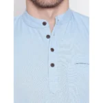 Men's Cotton Casual Short Cross Kurta Shirt (Material: Cotton, (Color:Light Blue)