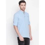 Men's Cotton Casual Short Cross Kurta Shirt (Material: Cotton, (Color:Light Blue)