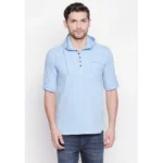 Men's Cotton Casual Short Cross Kurta Shirt (Material: Cotton, (Color:Light Blue)