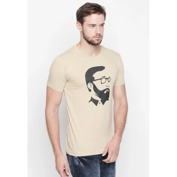 Men's Cotton Slim Fit Half Sleeve T-Shirt (Material: Cotton, (Color:Beige)