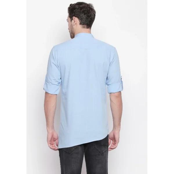 Men's Cotton Casual Short Cross Kurta Shirt (Material: Cotton, (Color:Light Blue)