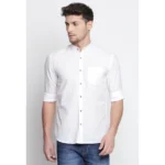 Men's Cotton Slim Fit Casual Shirt (Material: Cotton, (Color:White)