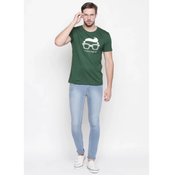 Men's Cotton Slim Fit Half Sleeve T-Shirt (Material: Cotton, (Color:Green)