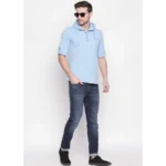 Men's Cotton Casual Short Cross Kurta Shirt (Material: Cotton, (Color:Light Blue)