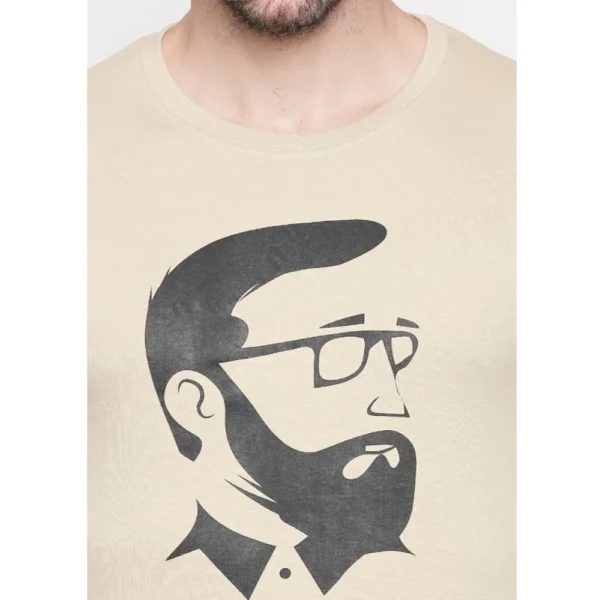 Men's Cotton Slim Fit Half Sleeve T-Shirt (Material: Cotton, (Color:Beige)