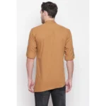Men's Cotton Casual Short Cross Kurta Shirt (Material: Cotton, (Color:Brown)