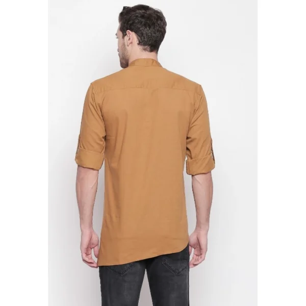 Men's Cotton Casual Short Cross Kurta Shirt (Material: Cotton, (Color:Brown)