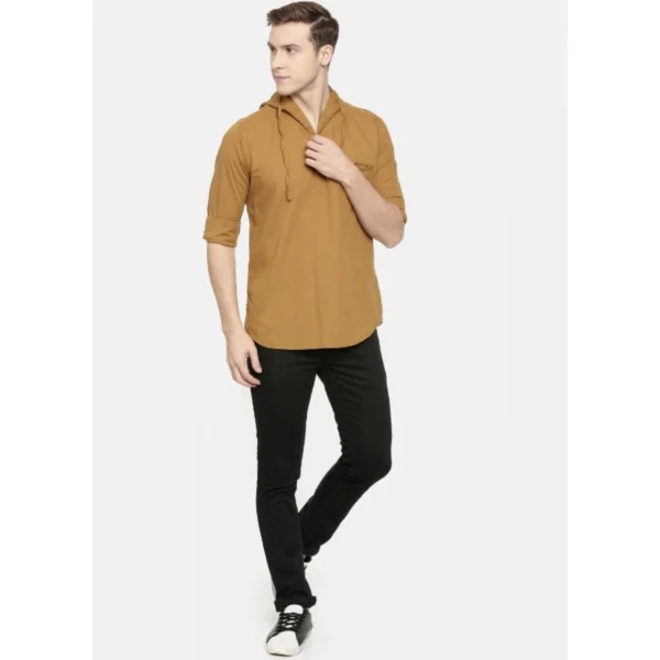 Men's Cotton Casual Short Cross Kurta Shirt (Material: Cotton, (Color:Cream)