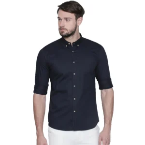 Men's Cotton Slim Fit Casual Shirt (Material: Cotton, (Color:Navy Blue)