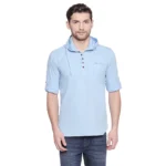 Men's Cotton Casual Short Cross Kurta Shirt (Material: Cotton, (Color:Light Blue)