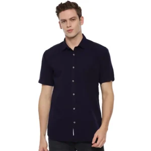 Men's Cotton Slim Fit Casual Shirt (Material: Cotton, (Color:Navy blue)