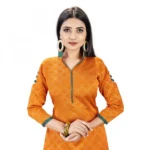 Banarasi Silk Unstitched Salwar-Suit Material Premium Quality With Dupatta (Color: Orange)