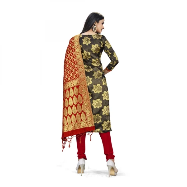 Banarasi Silk Unstitched Salwar-Suit Material Premium Quality With Dupatta (Color: Black)