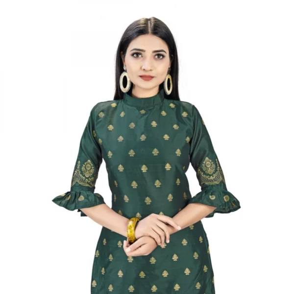 Banarasi Silk Unstitched Salwar-Suit Material Premium Quality With Dupatta (Color: Mehendi Green)