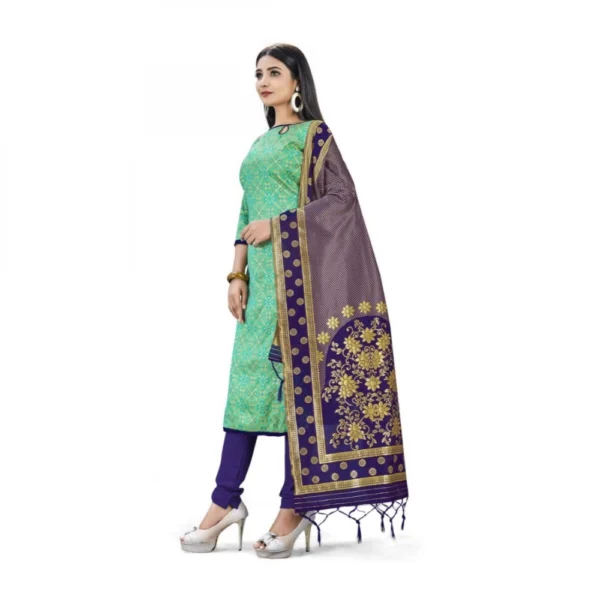 Banarasi Silk Unstitched Salwar-Suit Material Premium Quality With Dupatta (Color: Green)