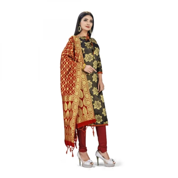 Banarasi Silk Unstitched Salwar-Suit Material Premium Quality With Dupatta (Color: Black)